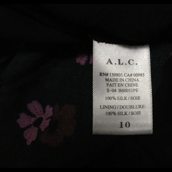 ALC silk black/magenta floral handkerchief hem dress-NWOT - Picture 6 of 7